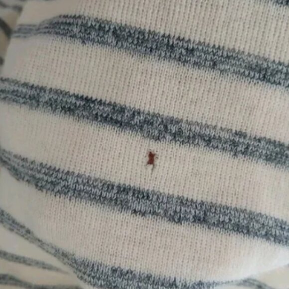 S.N.S. Herning 100% Virgin Wool Sweater Size Large Gray Cream Stripe Nautical - Picture 13 of 13